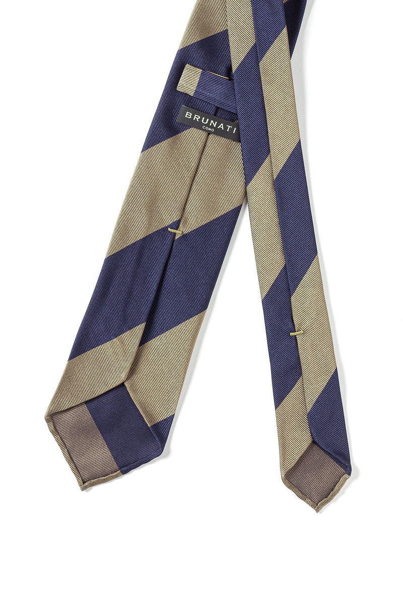 Striped Silk Jacquard Repp Tie - Beige/Navy