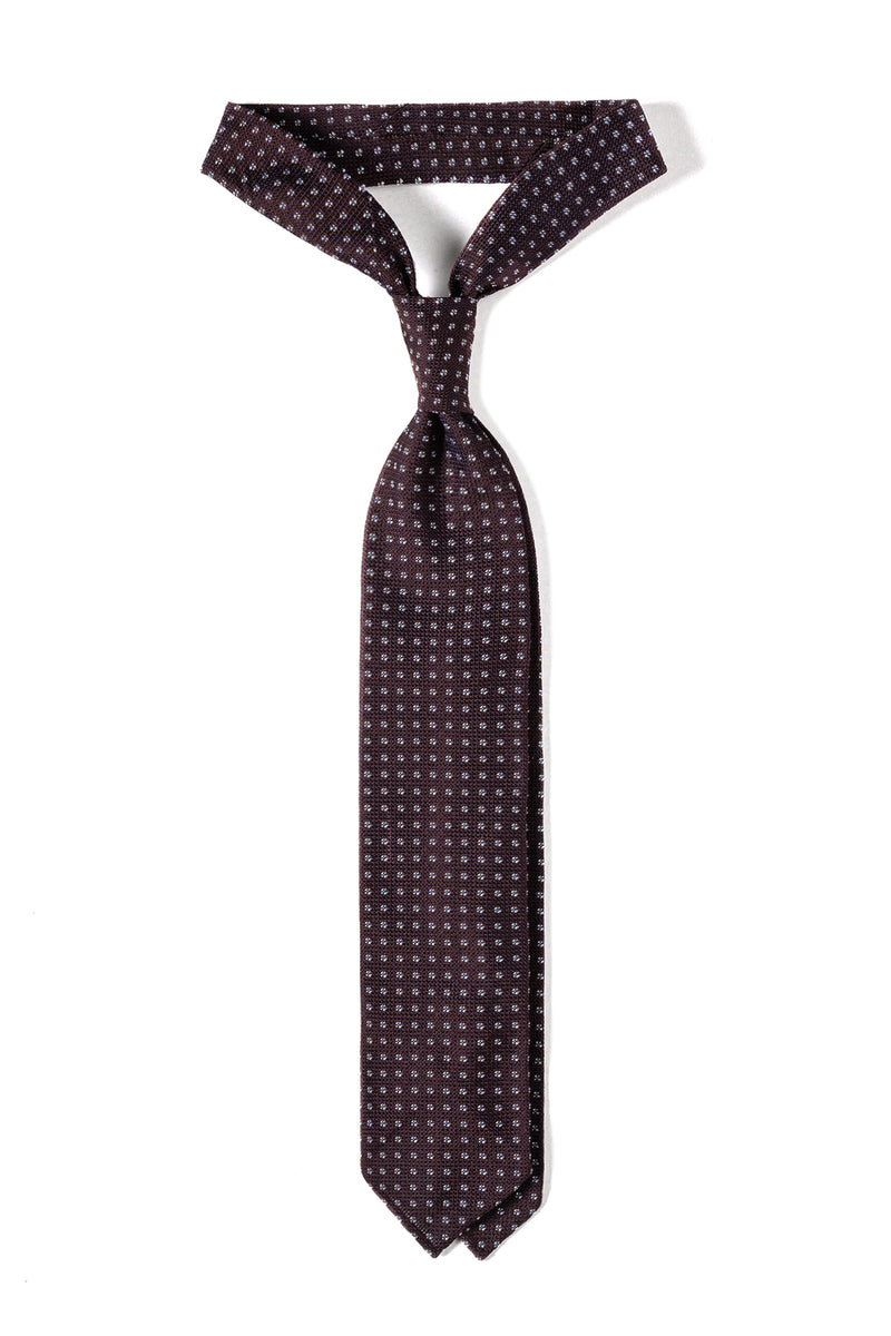 3-Fold Minimal Patterned Silk Grenadine Jacquard Tie - Bordeaux - Brunati Como