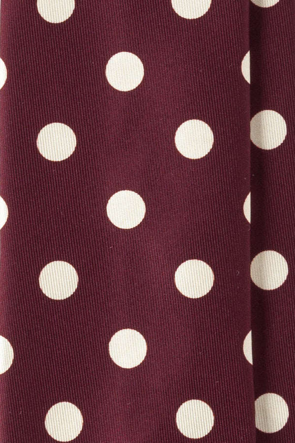 Handrolled King of Polka Dots Silk Tie – Burgundy / Light Beige - Brunati Como