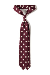 Handrolled King of Polka Dots Silk Tie – Burgundy / Light Beige - Brunati Como
