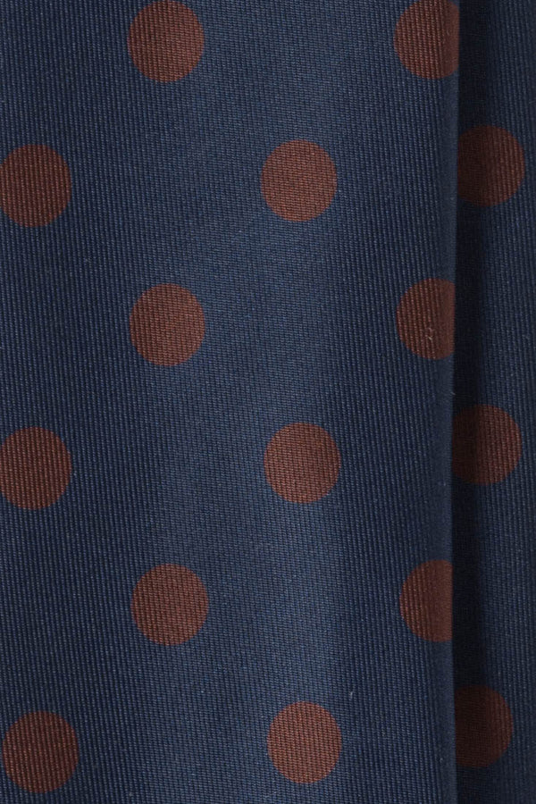 Handrolled King of Polka Dots Silk Tie – Navy / Brown - Brunati Como