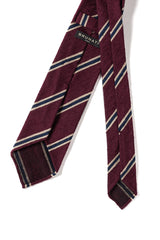 Striped Silk Shantung Tie Burgundy