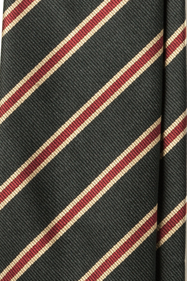 Repp Silk / Stripe Petrol Red Beige - Brunati Como