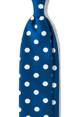 Handrolled King Of Polka Dots Silk Tie – Royal Blue / White - Brunati Como