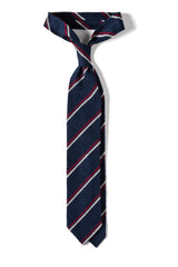 Grenadine Shantung Striped Tie Navy Red White