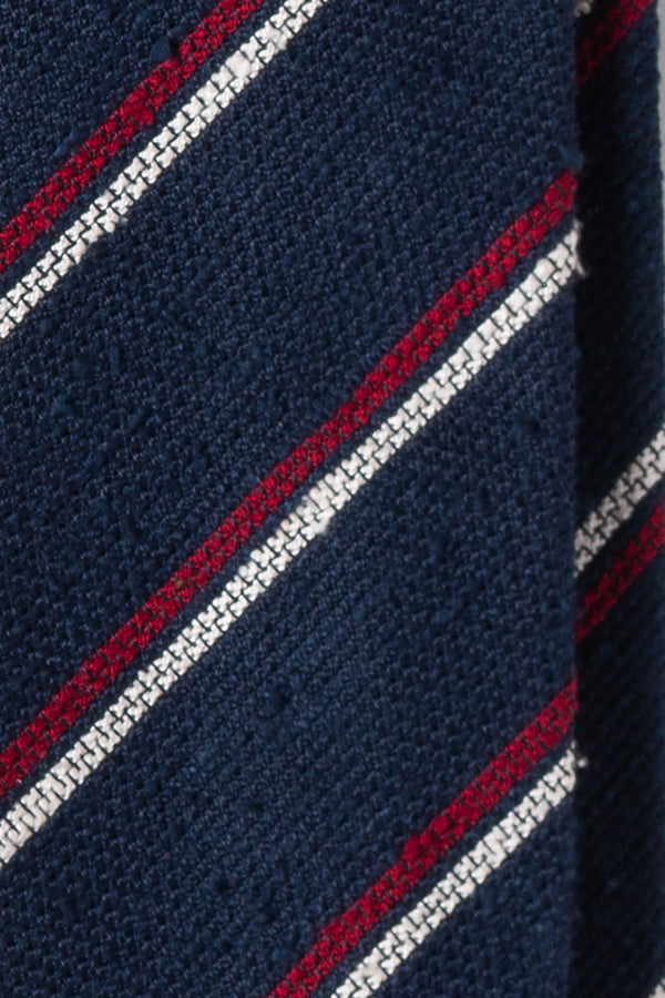 Grenadine Shantung Striped Tie Navy Red White