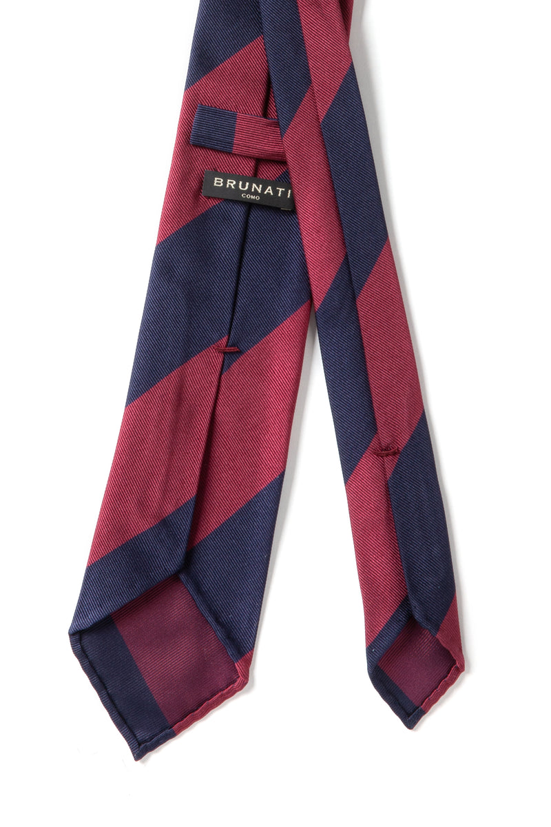 Preppy Style Silk Jacquard Repp Silk Tie Navy Blockstripe Bordeaux