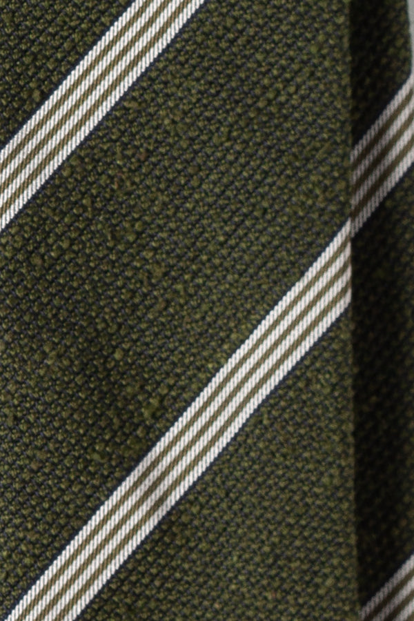 Silk Grenadine Shantung Tie - Green/White