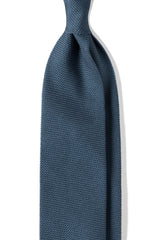 3-Fold Plain Silk Grenadine Tie - Petrol Blue - Brunati Como