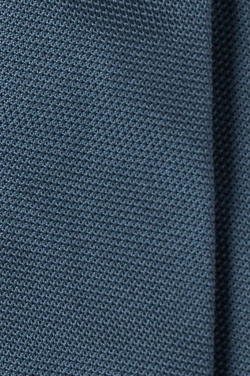 Plain Silk Grenadine Tie - Petrol Blue