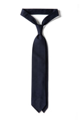 3-Fold Plain Silk Grenadine Tie - Navy - Brunati Como