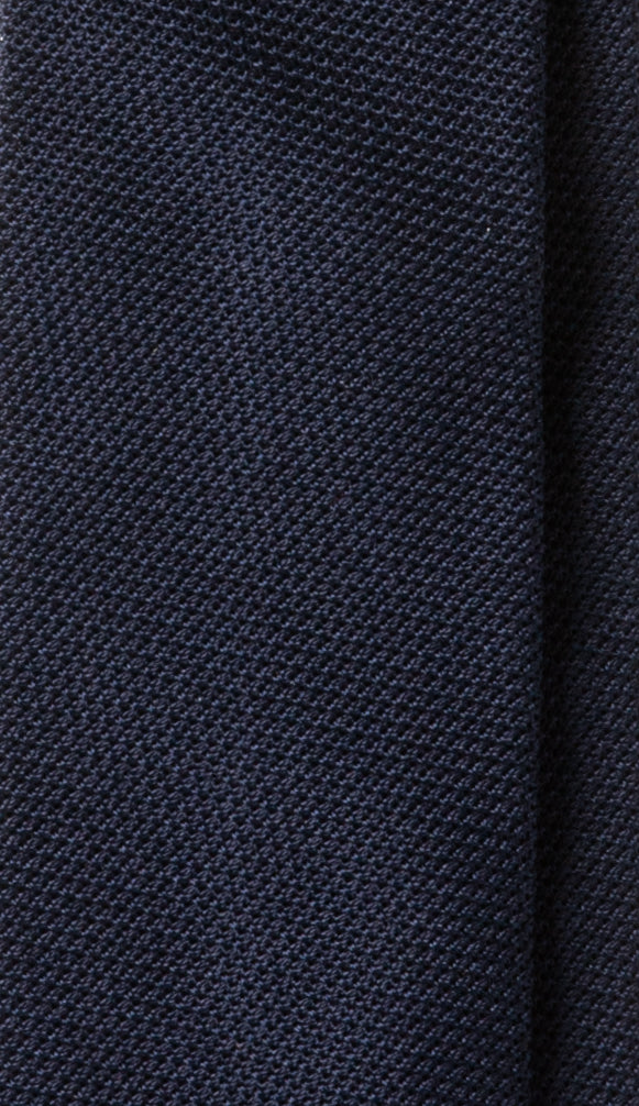 3-Fold Plain Silk Grenadine Tie - Navy