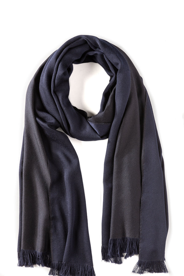 Doubleface Natural Cashmere Scarf - Black/Navy - Brunati Como