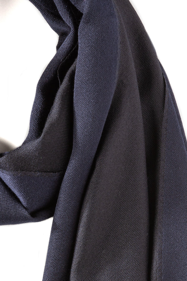 Doubleface Natural Cashmere Scarf - Black/Navy - Brunati Como