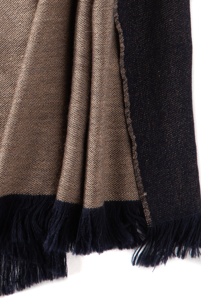 Doubleface Natural Cashmere Scarf - Brown/Navy - Brunati Como