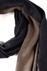 Doubleface Natural Cashmere Scarf - Brown/Navy - Brunati Como