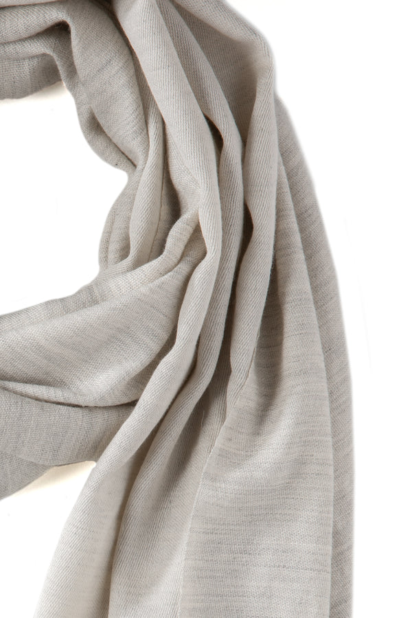 Doubleface Natural Cashmere Scarf - Light Grey/Off White - Brunati Como