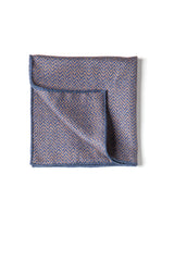 Double Face Handrolled Silk Pocket Square - Blue/Orange