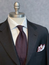 3-Fold Minimal Patterned Silk Grenadine Jacquard Tie - Bordeaux - Brunati Como