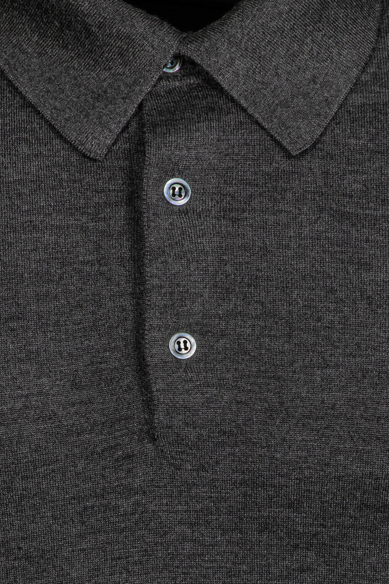 Grey Cashmere Silk Knitted Polo - Brunati Como