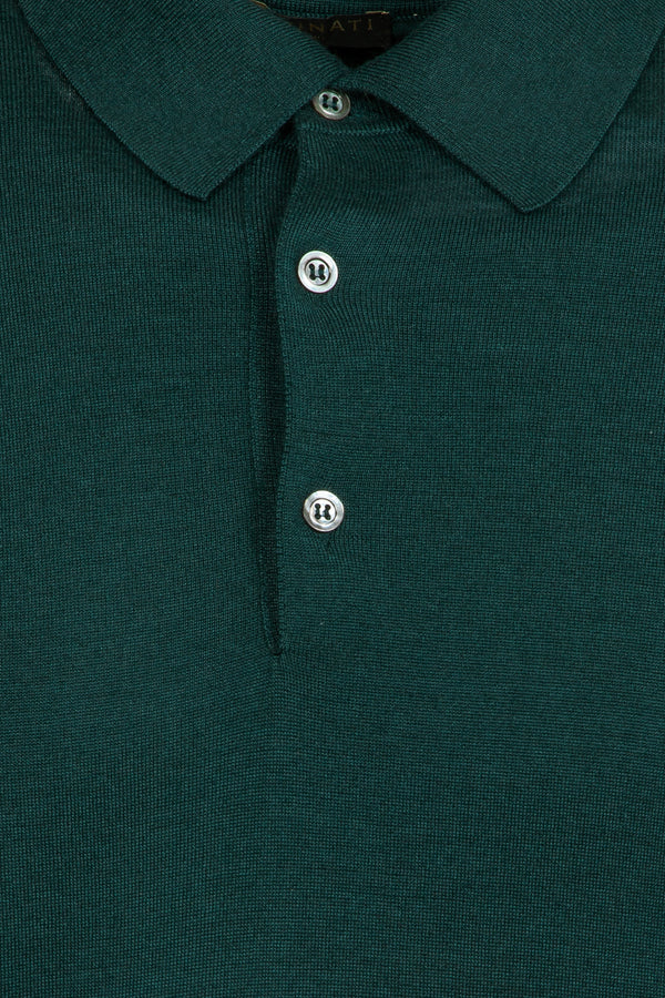 Dark Green Cashmere Silk Knitted Polo - Brunati Como