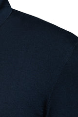 Navy Cashmere Silk Knitted Polo - Brunati Como