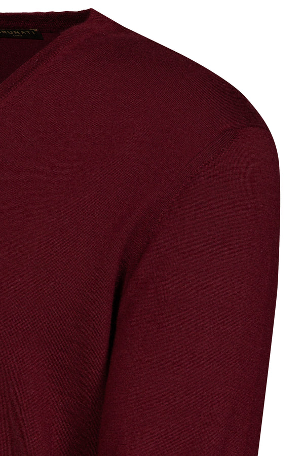 Bordeaux Cashmere Silk V-Neck Jumper - Brunati Como