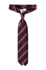 Striped silk shantung tie tied in an elegant knot
