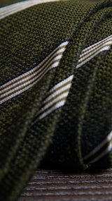 Styled mood image featuring the green and white grenadine shantung silk tie.