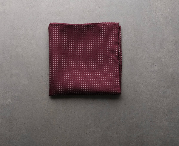 Handrolled Pindot Pocket Square - Burgundy/White - Brunati Como