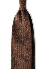 Mustard plain silk shantung tie, shown from the front.