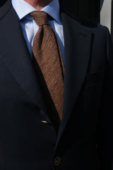 Model wearing the mustard plain silk shantung tie.